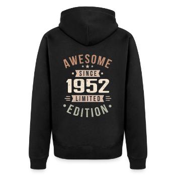 Original 1952 Vintage Vintage Birthday 1952 - Unisex Premium Organic Zip Hoodie - black - Back - Nico (187cm)