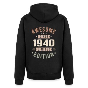Original des années 1940 Vintage Vintage anniversaire des années 1940 - Veste à capuche bio Premium Unisexe - noir - Dos - Nico (187cm)
