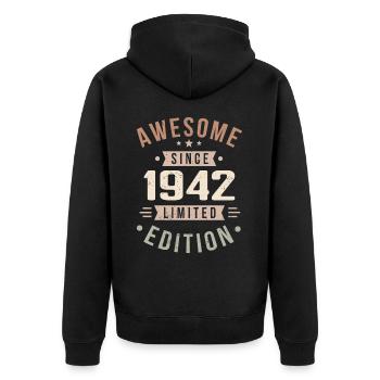 Original 1942 Jahrgang Vintage Geburtstag 1942 - Unisex Premium Bio Zip Hoodie - Schwarz - Hinten - Nico (187cm)