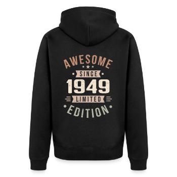 Original 1949 Vintage Vintage anniversaire 1949 - Veste à capuche bio Premium Unisexe - noir - Dos - Nico (187cm)