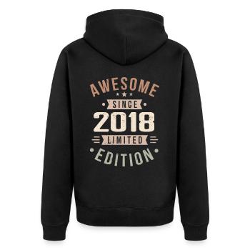 Original 2018 Vintage Vintage Birthday 2018 - Unisex Premium Organic Zip Hoodie - black - Back - Nico (187cm)