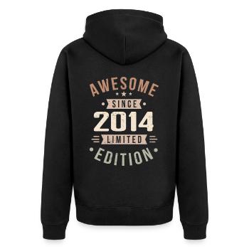 Original 2014 Vintage Vintage Birthday 2014 - Unisex Premium Organic Zip Hoodie - black - Back - Nico (187cm)