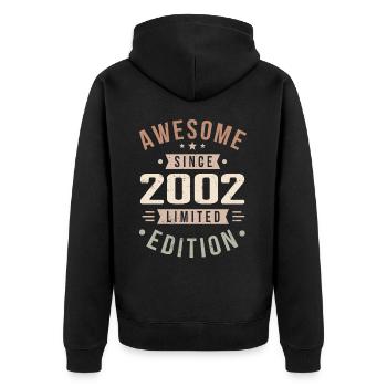 Original 2002 Vintage Vintage Birthday 2002 - Unisex Premium Organic Zip Hoodie - black - Back - Nico (187cm)