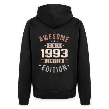 Original 1993 Jahrgang Vintage Geburtstag 1993 - Unisex Premium Bio Zip Hoodie - Schwarz - Hinten - Nico (187cm)