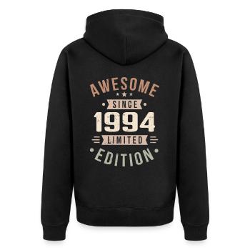 Original 1994 Vintage Vintage Birthday 1994 - Unisex Premium Organic Zip Hoodie - black - Back - Nico (187cm)