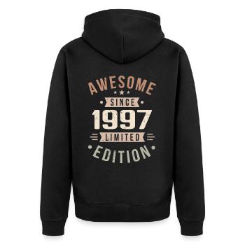 Original 1997 Vintage Vintage Birthday 1997 - Unisex Premium Organic Zip Hoodie - black - Back - Nico (187cm)
