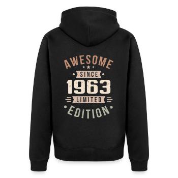 Original 1963 Vintage Vintage anniversaire 1963 - Veste à capuche bio Premium Unisexe - noir - Dos - Nico (187cm)