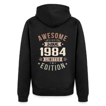 June 1984 Birthday June 1984 Gift June 1984 - Unisex Premium Organic Zip Hoodie - black - Back - Nico (187cm)