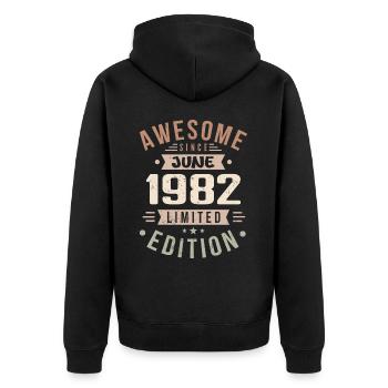 Juni 1982 Geburtstag Juni 1982 Geschenk Juni 1982 - Unisex Premium Bio Zip Hoodie - Schwarz - Hinten - Nico (187cm)
