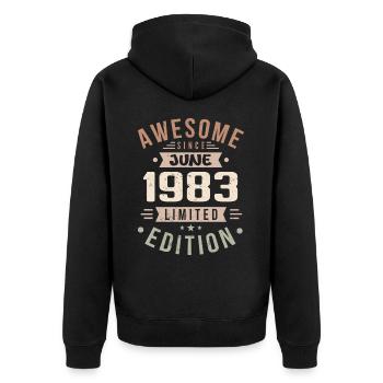 June 1983 Birthday June 1983 Gift June 1983 - Unisex Premium Organic Zip Hoodie - black - Back - Nico (187cm)