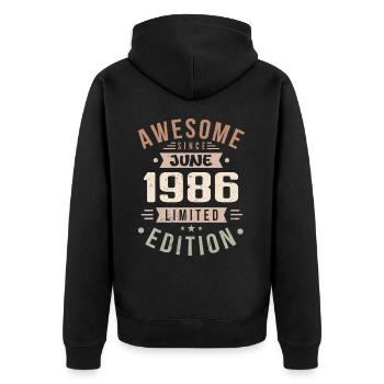 Juin 1986 Anniversaire Juin 1986 Cadeau Juin 1986 - Veste à capuche bio Premium Unisexe - noir - Dos - Nico (187cm)