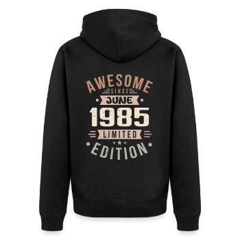 Juin 1985 Anniversaire Juin 1985 Cadeau Juin 1985 - Veste à capuche bio Premium Unisexe - noir - Dos - Nico (187cm)