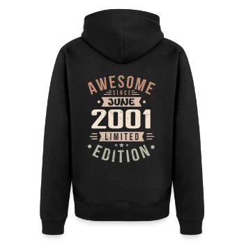 Juin 2001 Anniversaire Juin 2001 Cadeau Juin 2001 - Veste à capuche bio Premium Unisexe - noir - Dos - Nico (187cm)