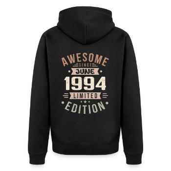 Juni 1994 Geburtstag Juni 1994 Geschenk Juni 1994 - Unisex Premium Bio Zip Hoodie - Schwarz - Hinten - Nico (187cm)