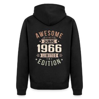 June 1966 birthday June 1966 gift June 1966 - Unisex Premium Organic Zip Hoodie - black - Back - Nico (187cm)