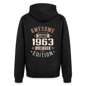June 1963 Birthday June 1963 Gift June 1963 - Unisex Premium Organic Zip Hoodie - black - Back - Nico (187cm)