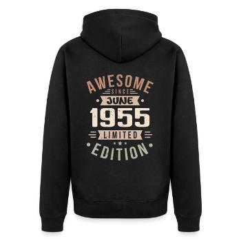 June 1955 Birthday June 1955 Gift June 1955 - Unisex Premium Organic Zip Hoodie - black - Back - Nico (187cm)