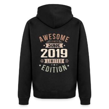 June 2019 Birthday June 2019 Gift June 2019 - Unisex Premium Organic Zip Hoodie - black - Back - Nico (187cm)