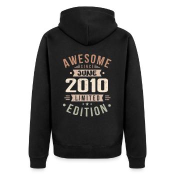 June 2010 Birthday June 2010 Gift June 2010 - Unisex Premium Organic Zip Hoodie - black - Back - Nico (187cm)