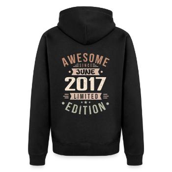 June 2017 Birthday June 2017 Gift June 2017 - Unisex Premium Organic Zip Hoodie - black - Back - Nico (187cm)