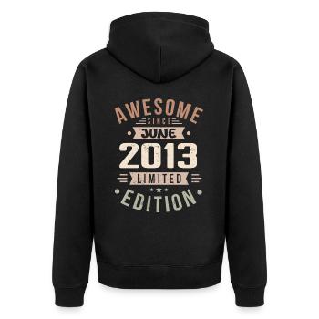 June 2013 Birthday June 2013 Gift June 2013 - Unisex Premium Organic Zip Hoodie - black - Back - Nico (187cm)