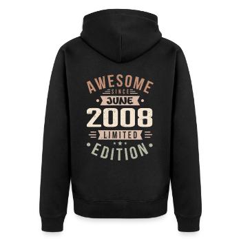 Juni 2008 Geburtstag Juni 2008 Geschenk Juni 2008 - Unisex Premium Bio Zip Hoodie - Schwarz - Hinten - Nico (187cm)