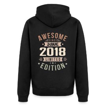 June 2018 Birthday June 2018 Gift June 2018 - Unisex Premium Organic Zip Hoodie - black - Back - Nico (187cm)