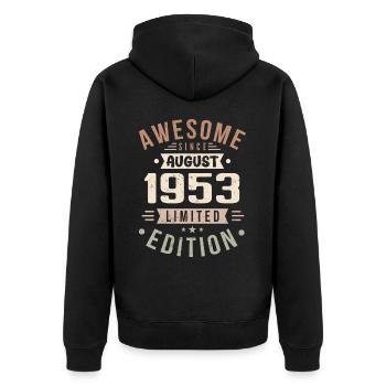 Août 1953 Anniversaire en Août 1953 Millésime 1953 - Veste à capuche bio Premium Unisexe - noir - Dos - Nico (187cm)
