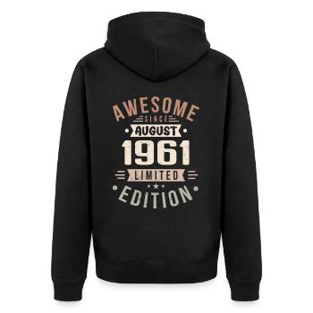 Août 1961 Anniversaire en Août 1961 Millésime 1961 - Veste à capuche bio Premium Unisexe - noir - Dos - Nico (187cm)