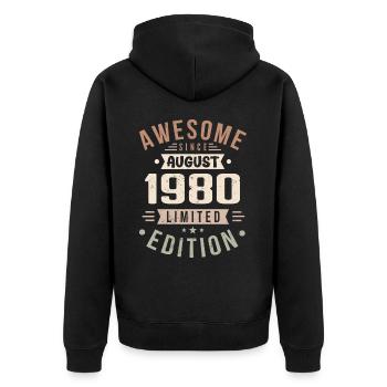 Août 1980 Anniversaire en Août 1980 Millésime 1980 - Veste à capuche bio Premium Unisexe - noir - Dos - Nico (187cm)