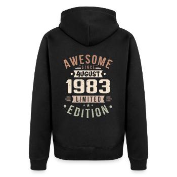 August 1983 Birthday in August 1983 Vintage 1983 - Unisex Premium Organic Zip Hoodie - black - Back - Nico (187cm)