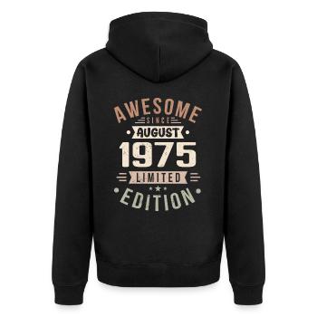 Août 1975 Anniversaire en Août 1975 Millésime 1975 - Veste à capuche bio Premium Unisexe - noir - Dos - Nico (187cm)