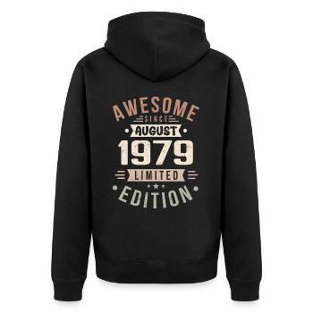 Août 1979 Anniversaire en Août 1979 Millésime 1979 - Veste à capuche bio Premium Unisexe - noir - Dos - Nico (187cm)