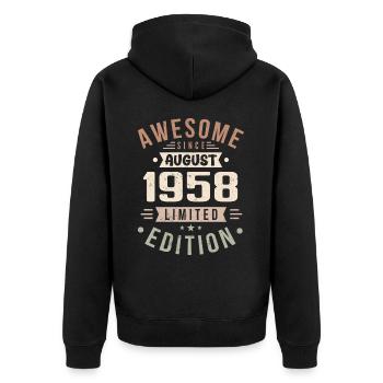 Août 1958 Anniversaire en Août 1958 Millésime 1958 - Veste à capuche bio Premium Unisexe - noir - Dos - Nico (187cm)