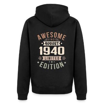 August 1940 Birthday in August 1940 Vintage 1940 - Unisex Premium Organic Zip Hoodie - black - Back - Nico (187cm)