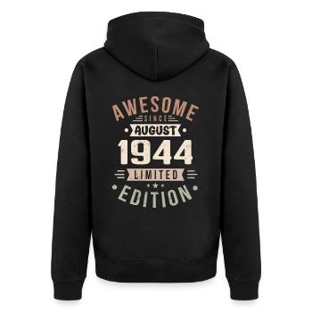 Août 1944 Anniversaire en Août 1944 Millésime 1944 - Veste à capuche bio Premium Unisexe - noir - Dos - Nico (187cm)