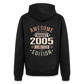 Août 2005 Anniversaire en Août 2005 Millésime 2005 - Veste à capuche bio Premium Unisexe - noir - Dos - Nico (187cm)
