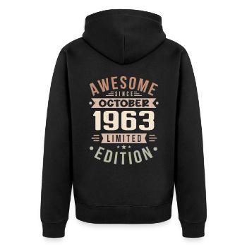 Legend Since October 1963 Birthday October 1963 - Unisex Premium Organic Zip Hoodie - black - Back - Nico (187cm)