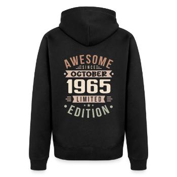 Légende Depuis Octobre 1965 Anniversaire Octobre 1965 - Veste à capuche bio Premium Unisexe - noir - Dos - Nico (187cm)