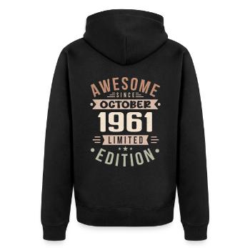 Légende Depuis Octobre 1961 Anniversaire Octobre 1961 - Veste à capuche bio Premium Unisexe - noir - Dos - Nico (187cm)