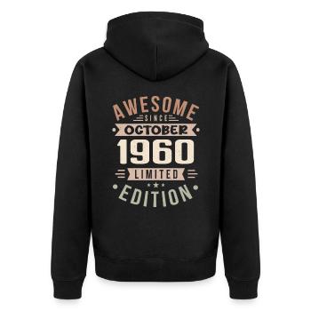 Légende Depuis Octobre 1960 Anniversaire Octobre 1960 - Veste à capuche bio Premium Unisexe - noir - Dos - Nico (187cm)