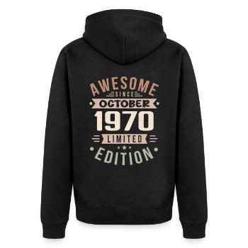 Légende Depuis Octobre 1970 Anniversaire Octobre 1970 - Veste à capuche bio Premium Unisexe - noir - Dos - Nico (187cm)
