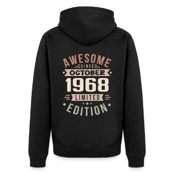 Légende Depuis Octobre 1968 Anniversaire Octobre 1968 - Veste à capuche bio Premium Unisexe - noir - Dos - Nico (187cm)