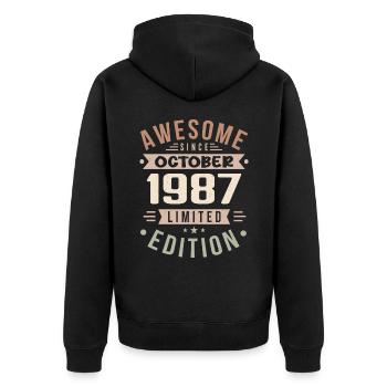 Legend Since October 1987 Birthday October 1987 - Unisex Premium Organic Zip Hoodie - black - Back - Nico (187cm)