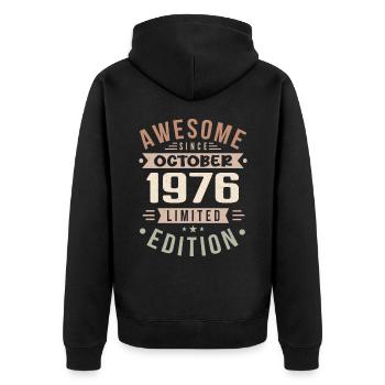 Légende Depuis Octobre 1976 Anniversaire Octobre 1976 - Veste à capuche bio Premium Unisexe - noir - Dos - Nico (187cm)