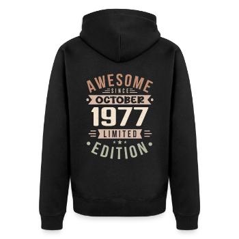 Legend Since October 1977 Birthday October 1977 - Unisex Premium Organic Zip Hoodie - black - Back - Nico (187cm)