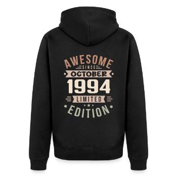Légende Depuis Octobre 1994 Anniversaire Octobre 1994 - Veste à capuche bio Premium Unisexe - noir - Dos - Nico (187cm)