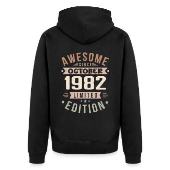 Legend Since October 1982 Birthday October 1982 - Unisex Premium Organic Zip Hoodie - black - Back - Nico (187cm)