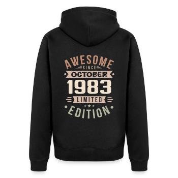 Légende Depuis Octobre 1983 Anniversaire Octobre 1983 - Veste à capuche bio Premium Unisexe - noir - Dos - Nico (187cm)