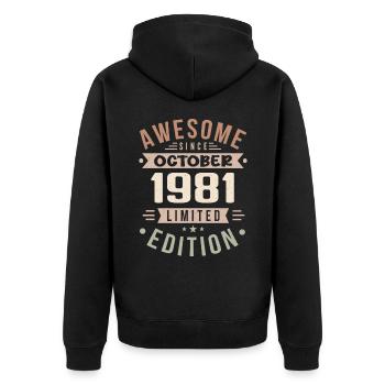 Legend Since October 1981 Birthday October 1981 - Unisex Premium Organic Zip Hoodie - black - Back - Nico (187cm)